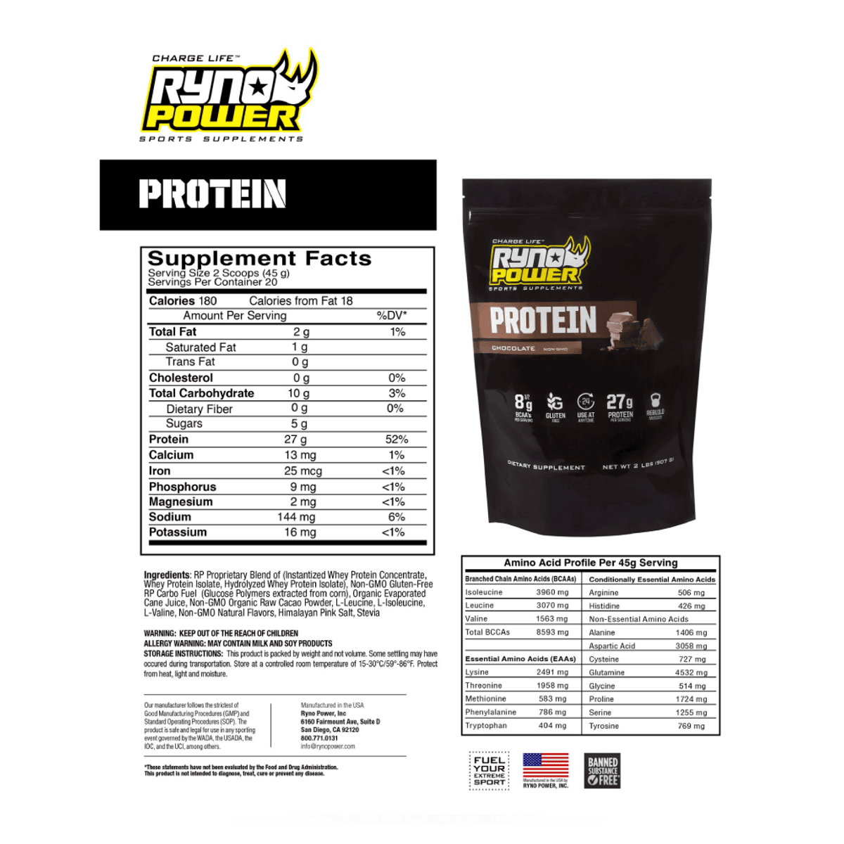 Ryno Power Chocolate Protein - MOTODLVRD