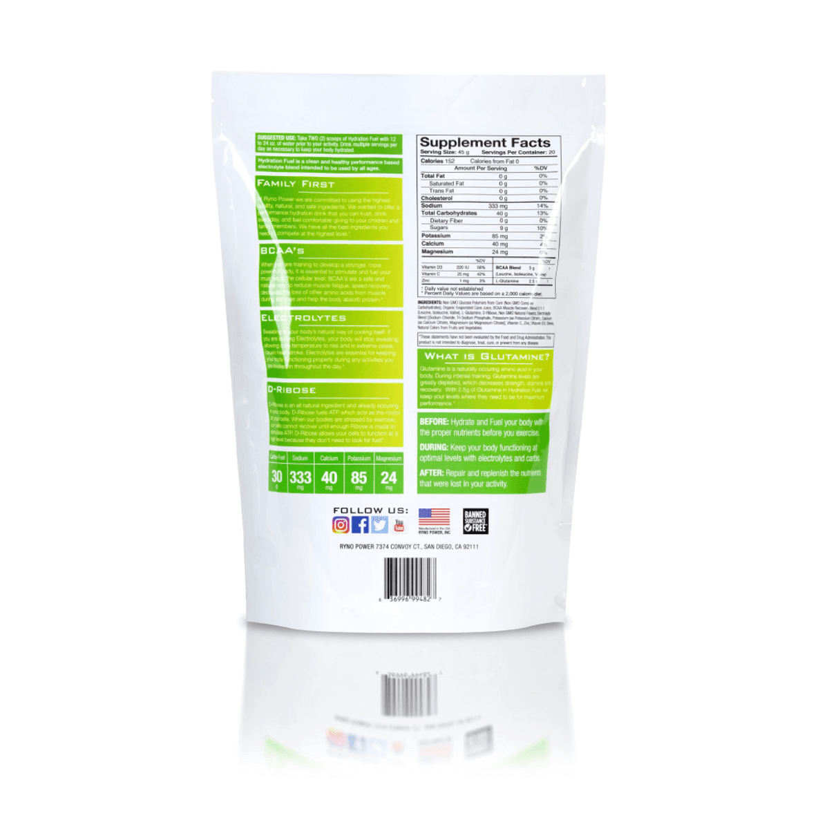 Ryno Power Hydration Fuel Lemon-Lime 2lb 20 Servings - MOTODLVRD